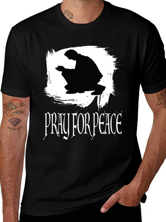 Pray for Peace Black Graphic T-Shirt