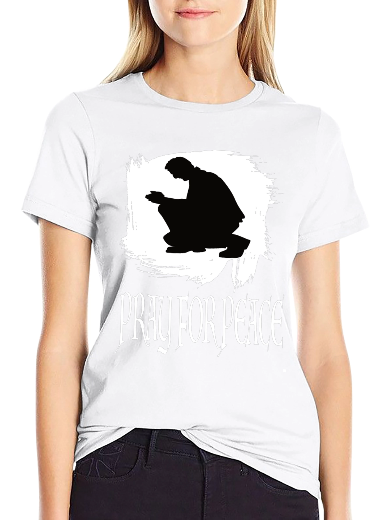 Pray for Peace Black Graphic T-Shirt