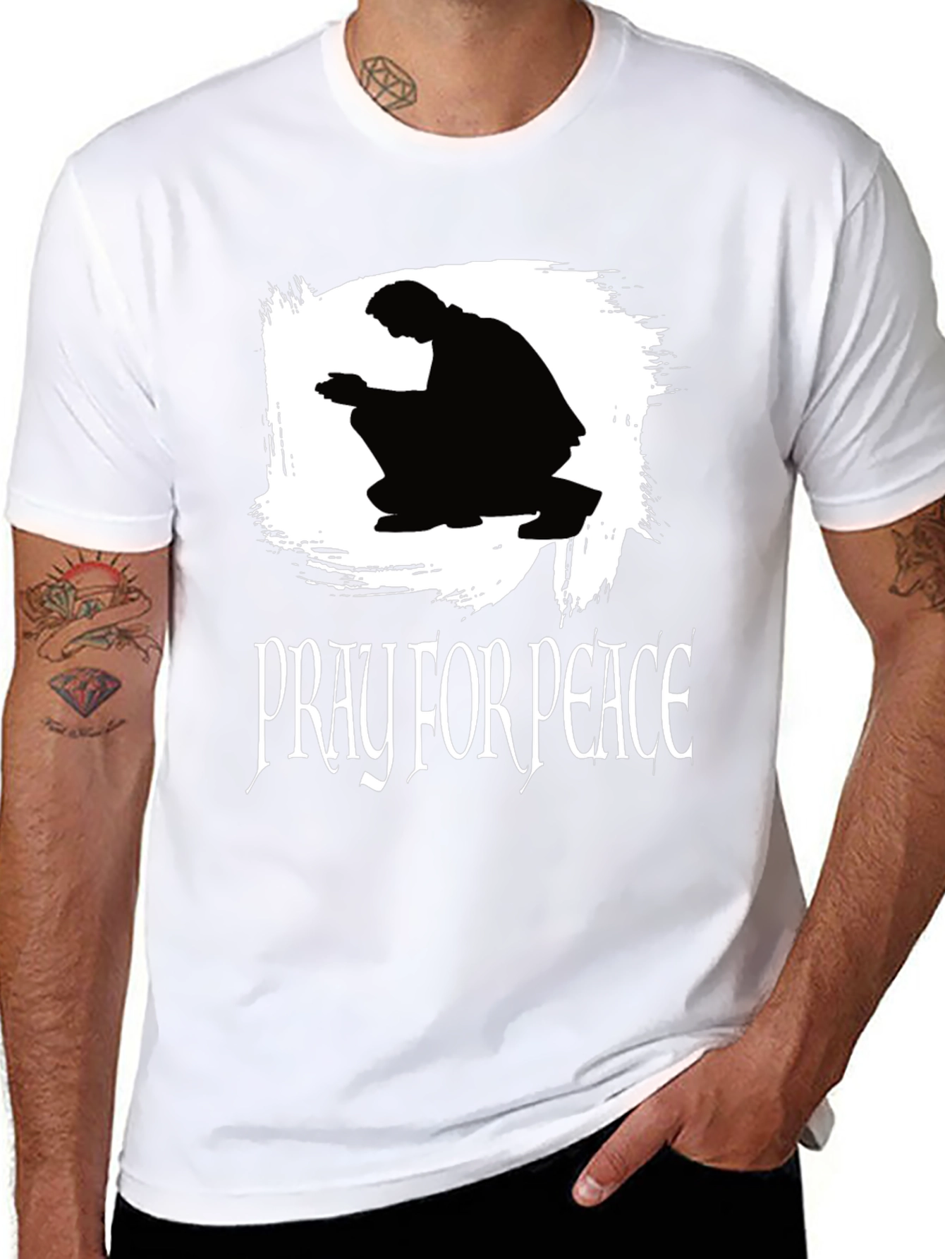 Pray for Peace Black Graphic T-Shirt