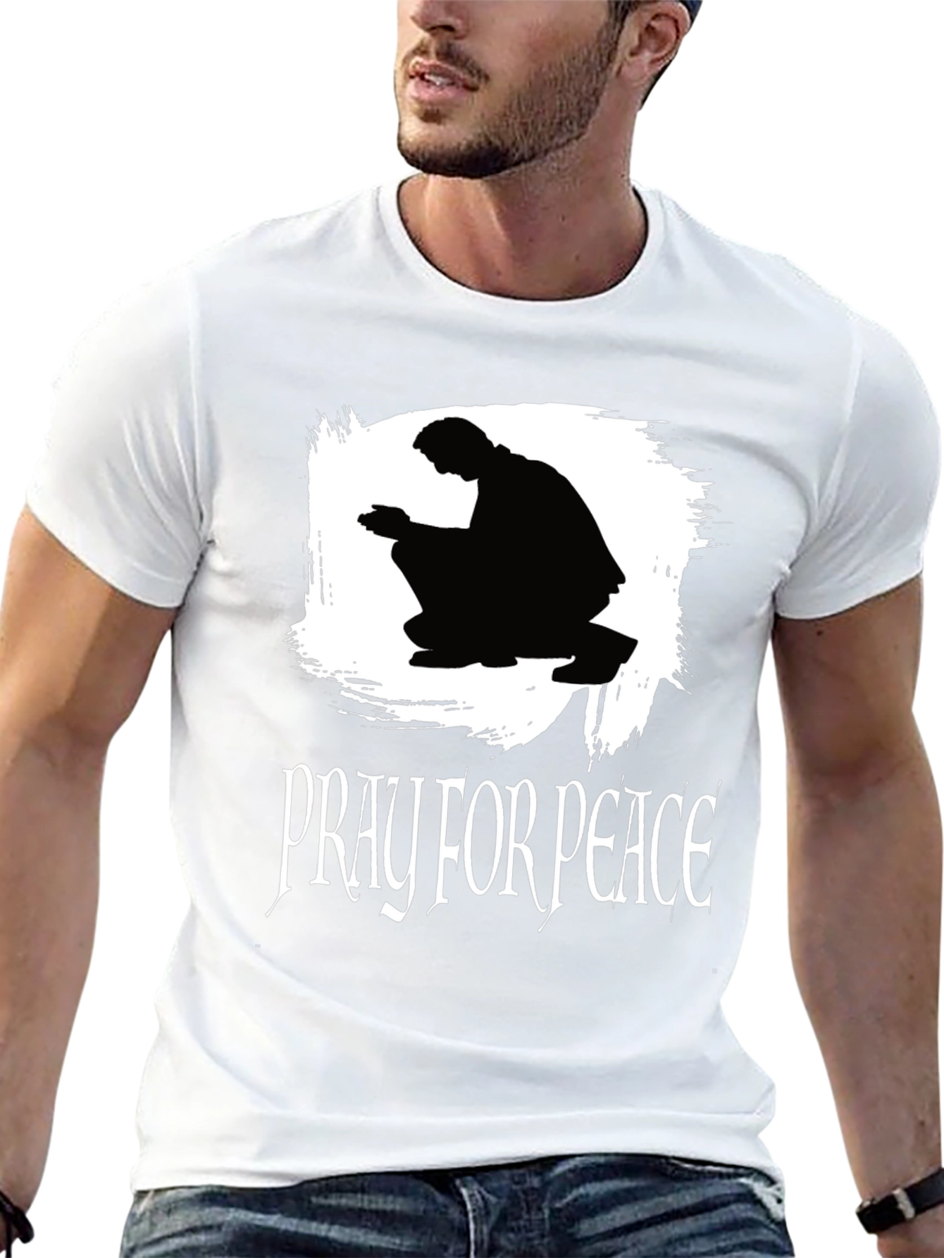 Pray for Peace Black Graphic T-Shirt