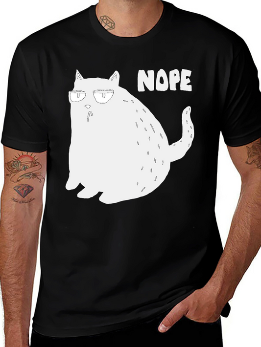 Nope Cat Graphic T-Shirt - Funny Lazy Cat Tee