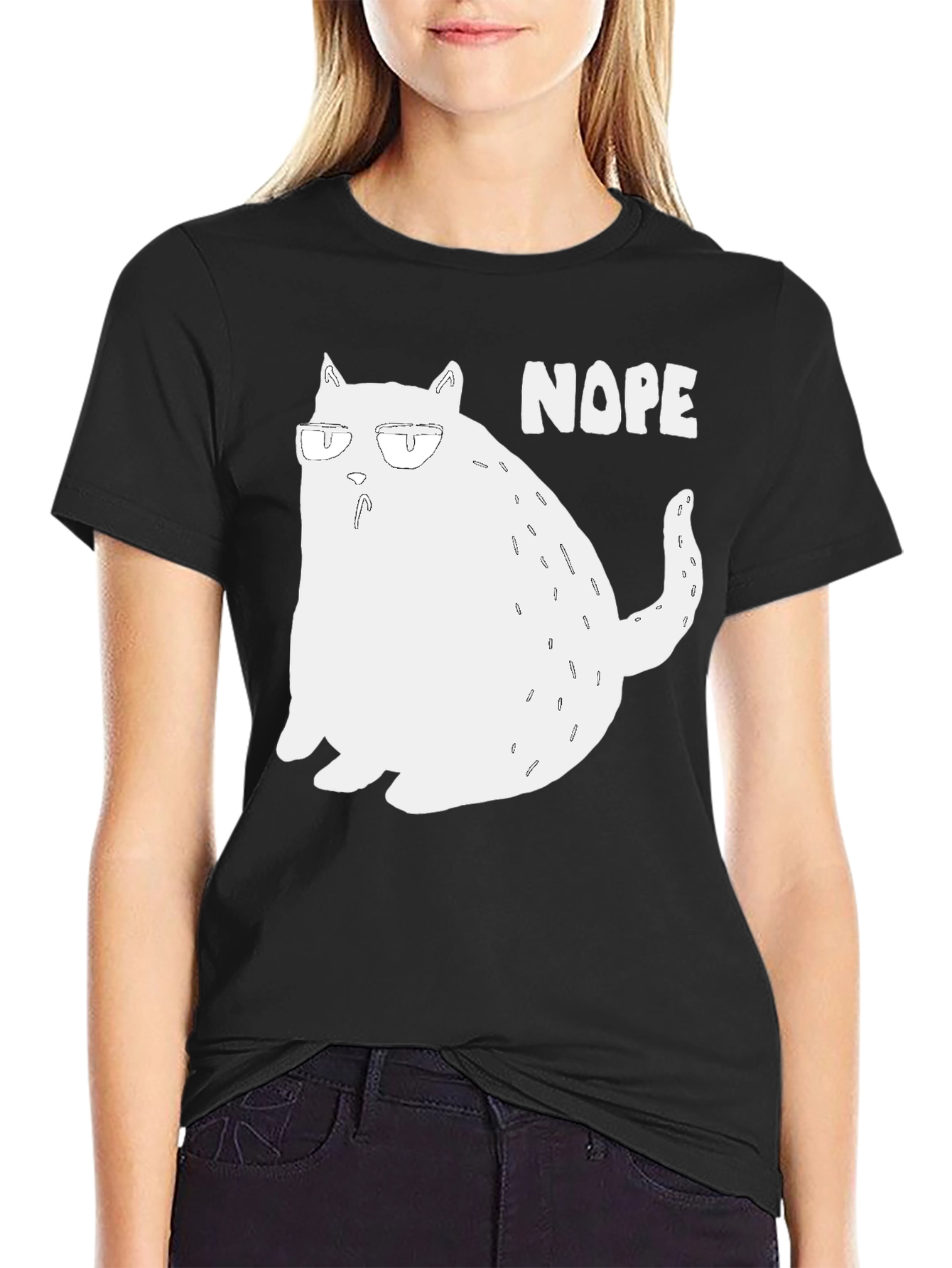 Nope Cat Graphic T-Shirt - Funny Lazy Cat Tee