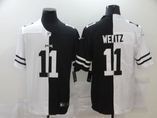 Men's Philadelphia Eagles Carson Wentz #11 Black/White Game Jerseys