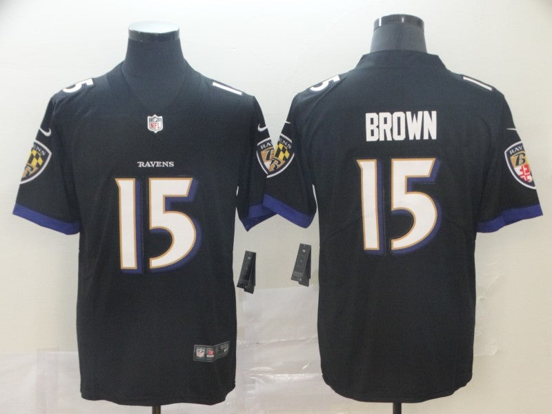 Men's Baltimore Ravens Marquise Brown #15 Black Game Jerseys