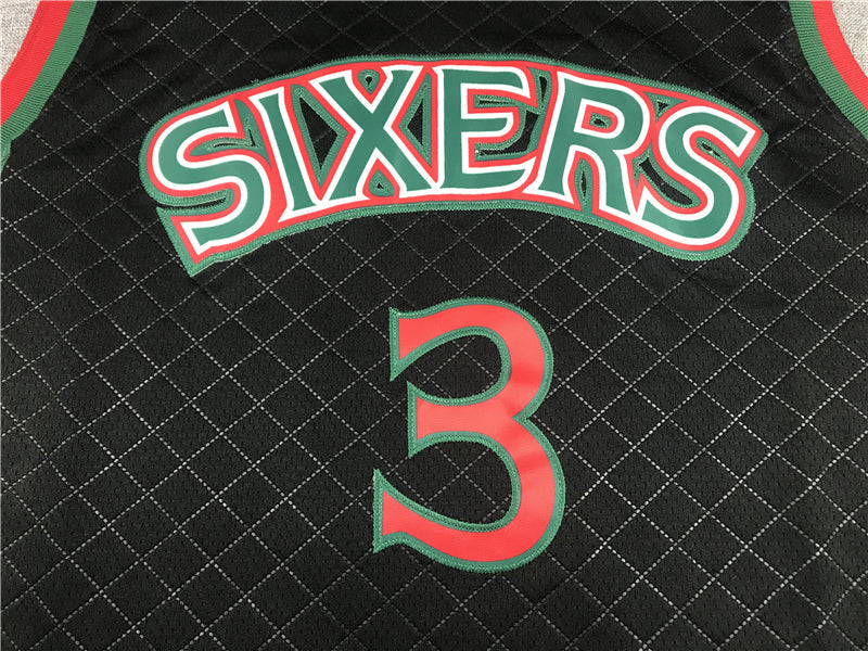 Men's Philadelphia 76ers Allen Iverson Black 1996-97 Hardwood Classics Jerseys