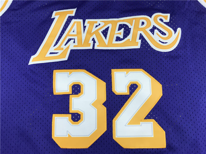 Men's Los Angeles Lakers Magic Johnson #32 Purple Throwback Jerseys