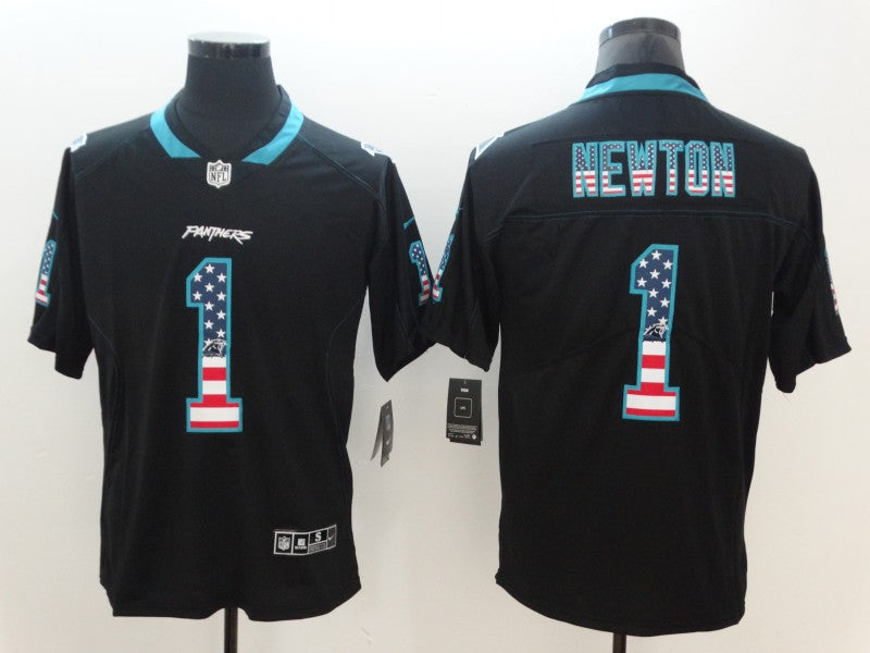 Men's Carolina Panthers Cam Newton #1 Black Authentic Game Jerseys