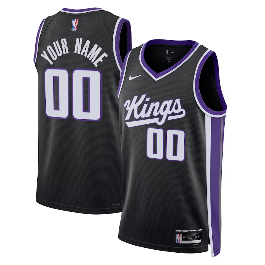 Men's Sacramento Kings Black Swingman Custom Jerseys - Icon Edition