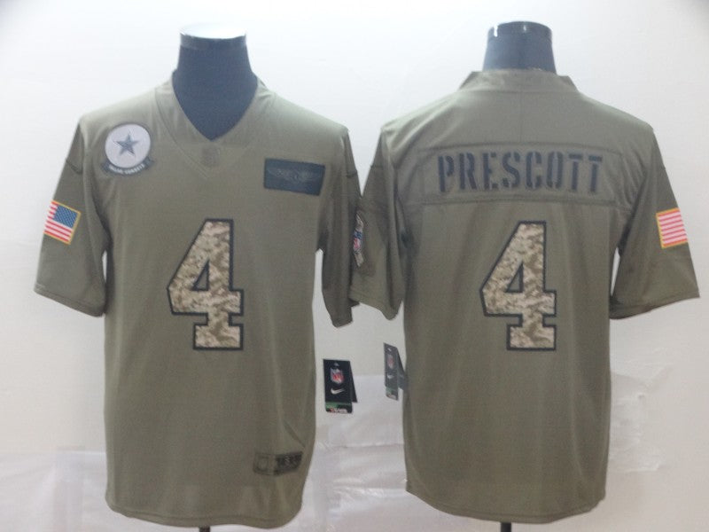 Men's Dallas Cowboys Dak Prescott #4 Brown Team Game Jerseys