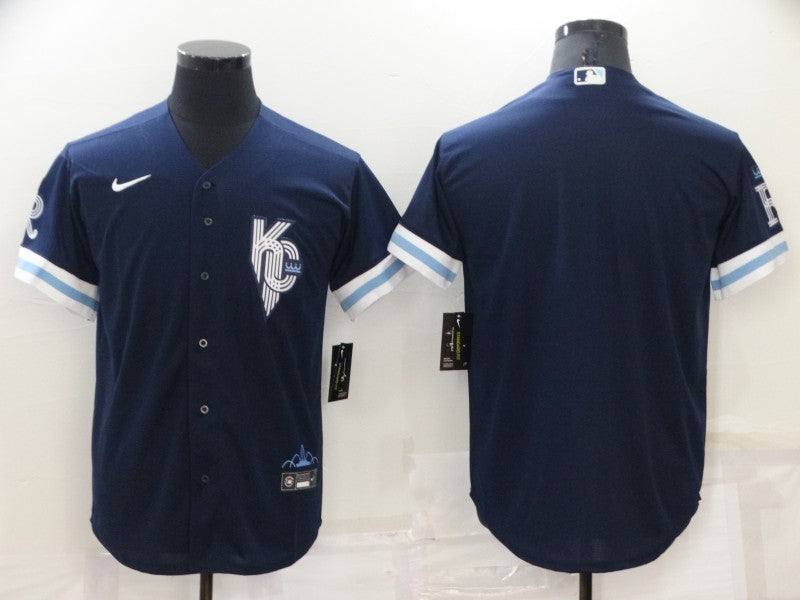 Men's Kansas City Royals Navy 2022 City Connect Replica Blank Jerseys