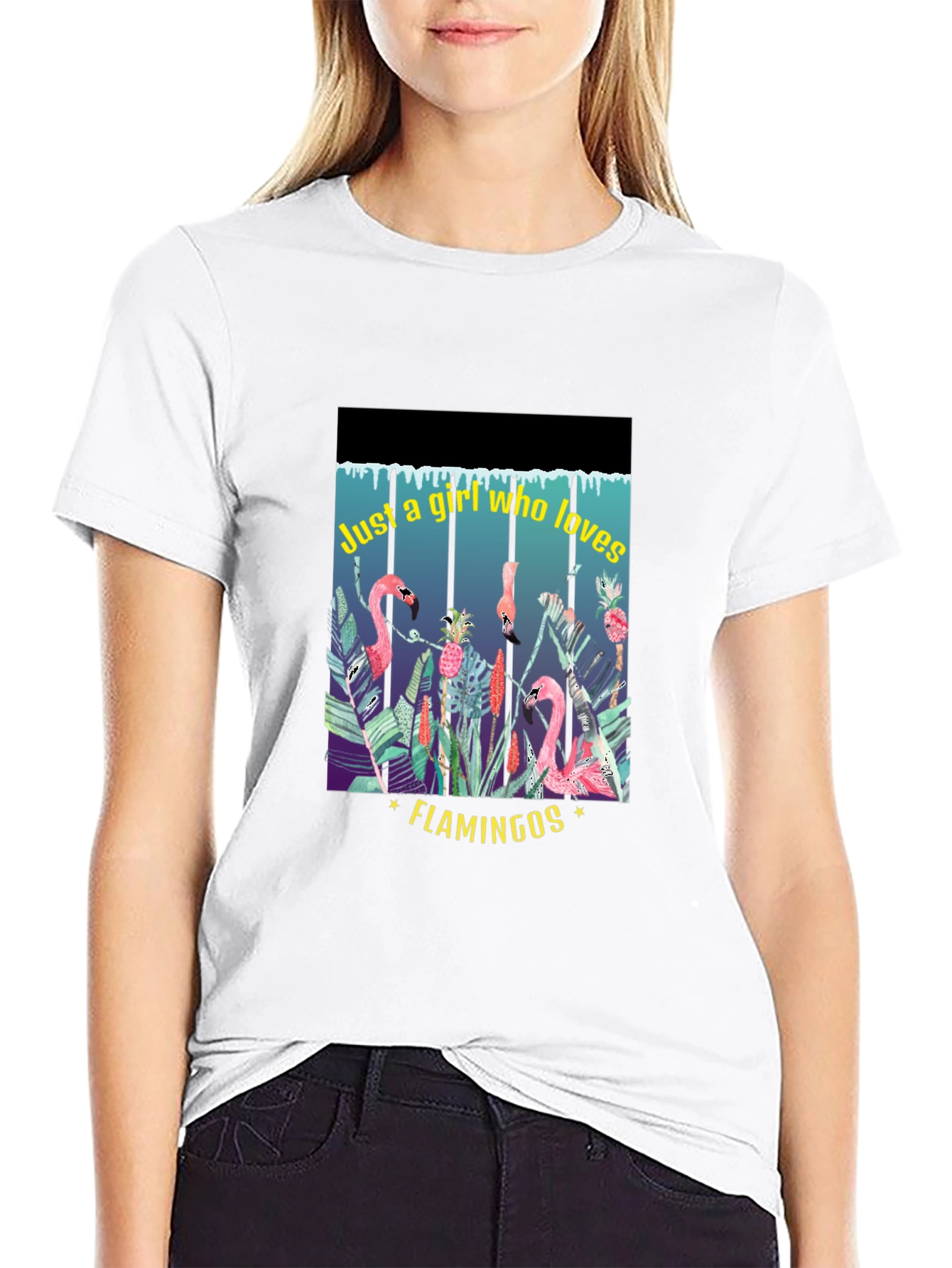 Tropical Flamingo Lover T-Shirt - Womens Graphic Tee