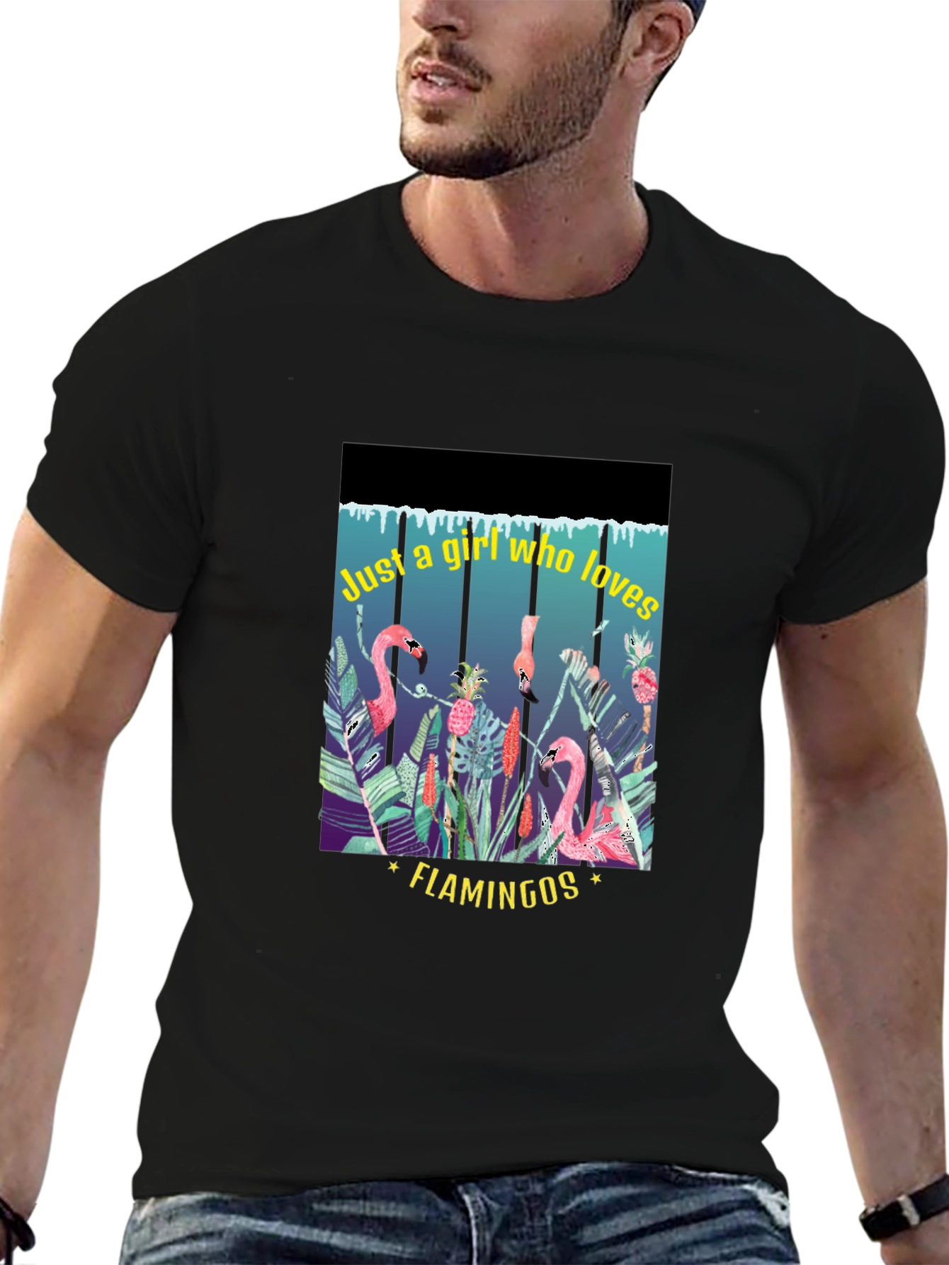 Tropical Flamingo Lover T-Shirt - Womens Graphic Tee