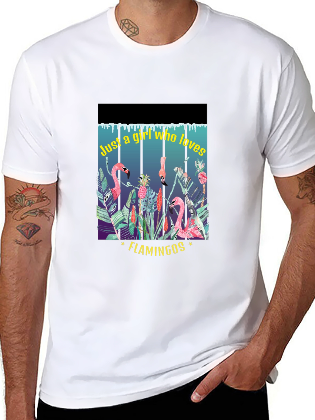 Tropical Flamingo Lover T-Shirt - Womens Graphic Tee