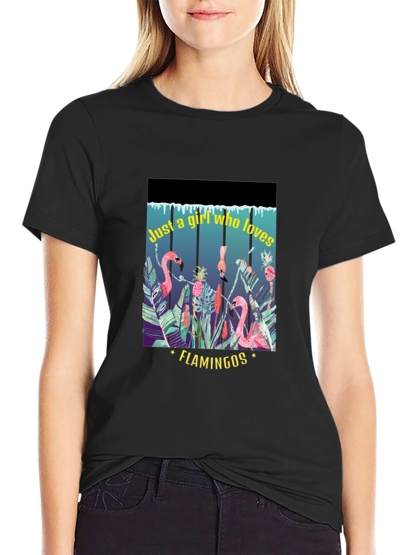 Tropical Flamingo Lover T-Shirt - Womens Graphic Tee