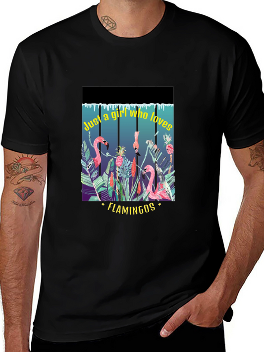 Tropical Flamingo Lover T-Shirt - Womens Graphic Tee