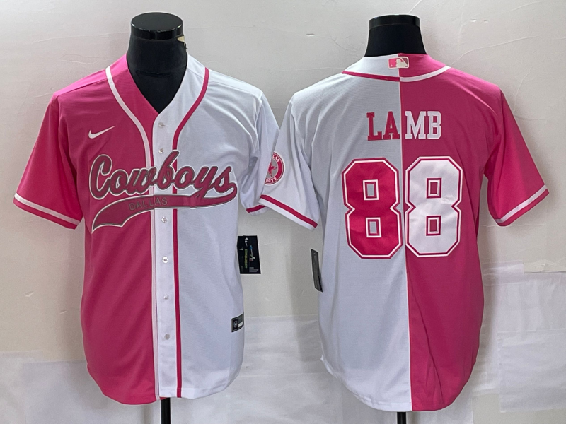 Men's Dallas Cowboys CeeDee Lamb #88 Pink/White Game Jerseys Joint Edition