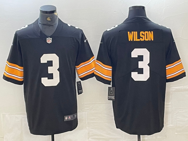 Men's Pittsburgh Steelers Russell Wilson #3 Black Player Jerseys
