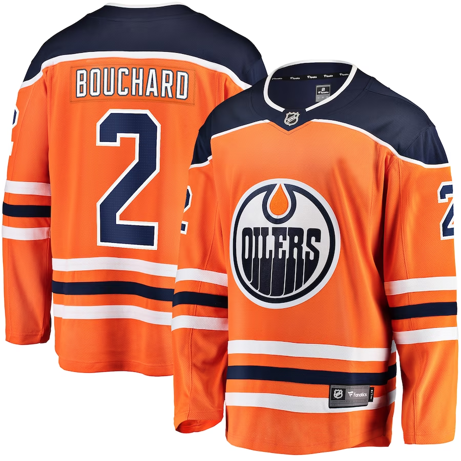 Men's Edmonton Oilers Evan Bouchard #2 Orange Home Breakaway Player Jerseys