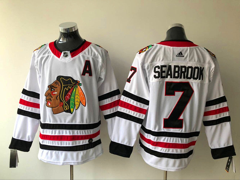 Men's Chicago Blackhawks Brent Seabrook #7 White Breakaway Jerseys