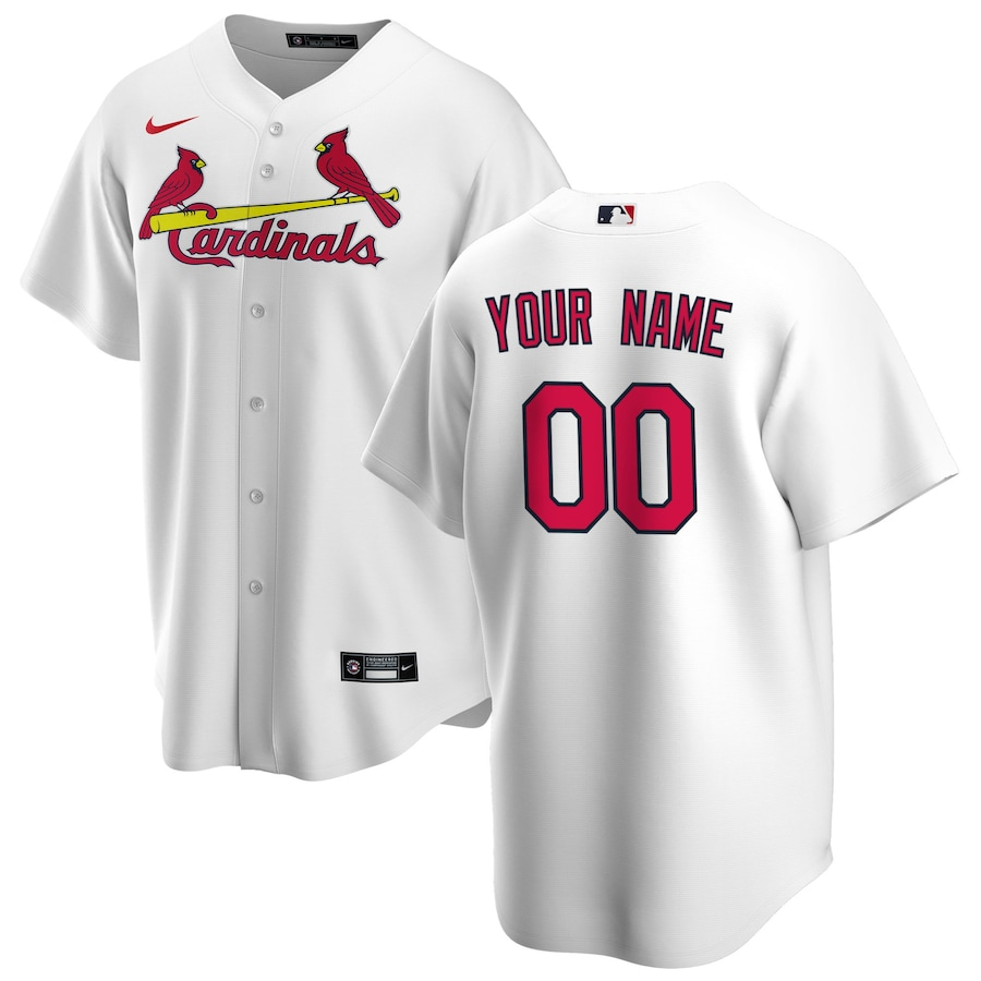 Men's St. Louis Cardinals White Home Replica Custom Jerseys