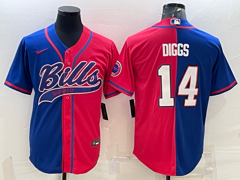 Men's Buffalo Bills Stefon Diggs #14 Royal/Red Game Jerseys Joint Edition