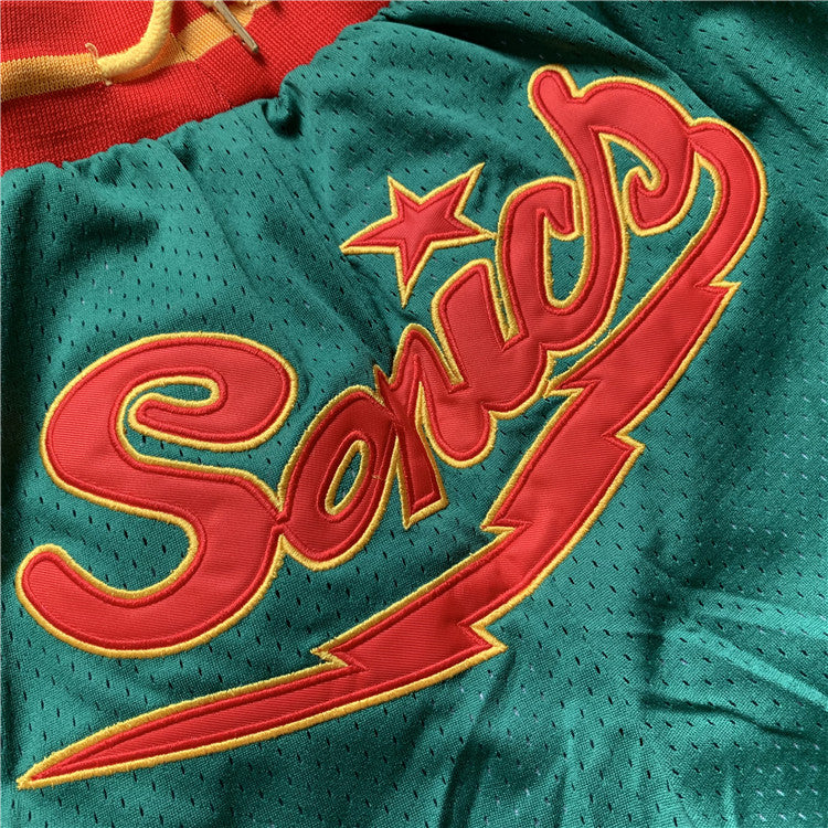 Supersonic retro limited edition JUST DON green team logo one-piece dense embroidery pocket pants