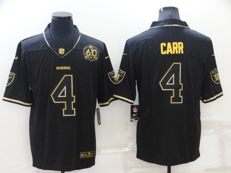 Men's Las Vegas Raiders #4 Derek Carr Black Authentic Player Jerseys