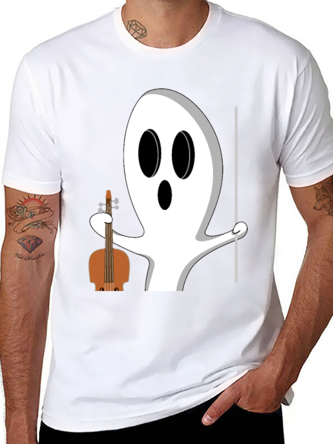 Ghost Musician T-Shirt - Halloween Funny Tee