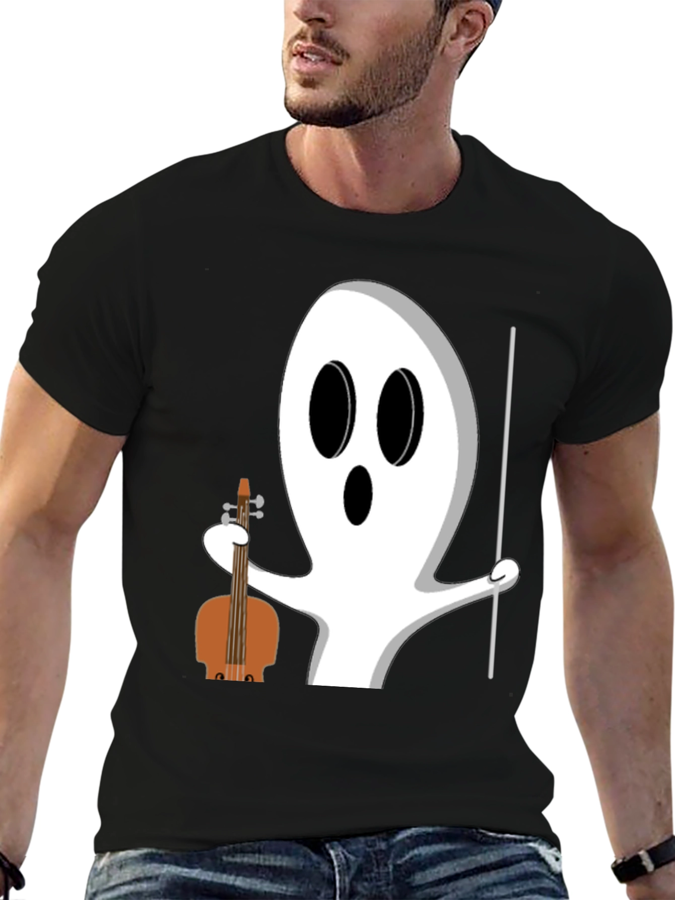 Ghost Musician T-Shirt - Halloween Funny Tee