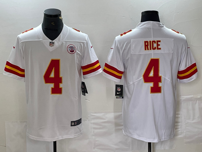 Men's Kansas City Chiefs Rashee Rice #4 White Game Jerseys
