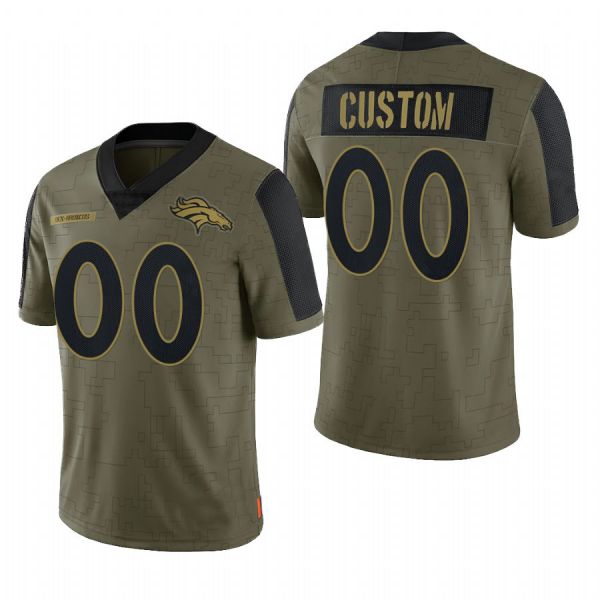 Custom1 Denver Broncos Olive 2021 Salute To Service Limited Football Jerseys
