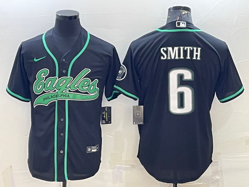 Men's Philadelphia Eagles DeVonta Smith #6 Black Game Jerseys Joint Edition