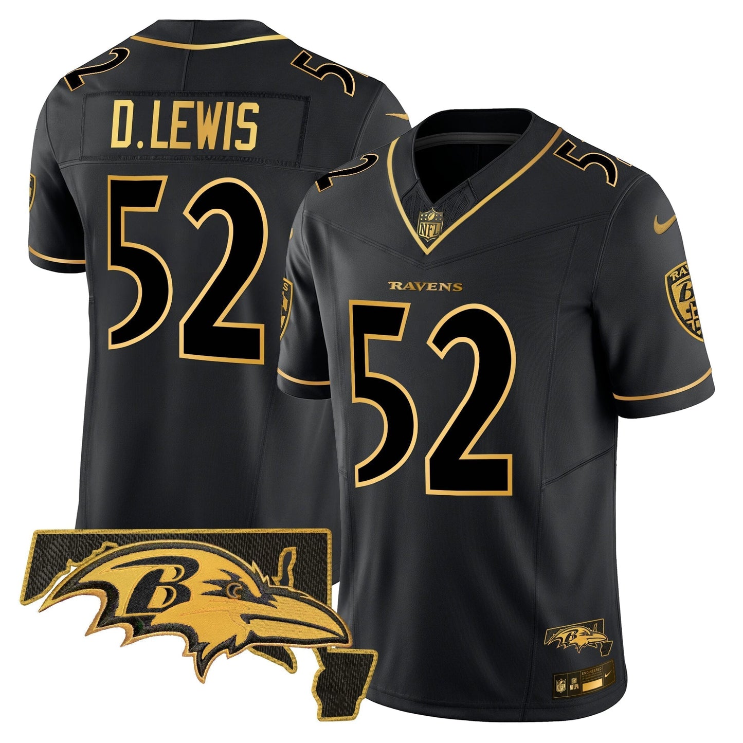 Men���s Ravens 2024 Gold Vapor Limited Jersey ��� All Stitched