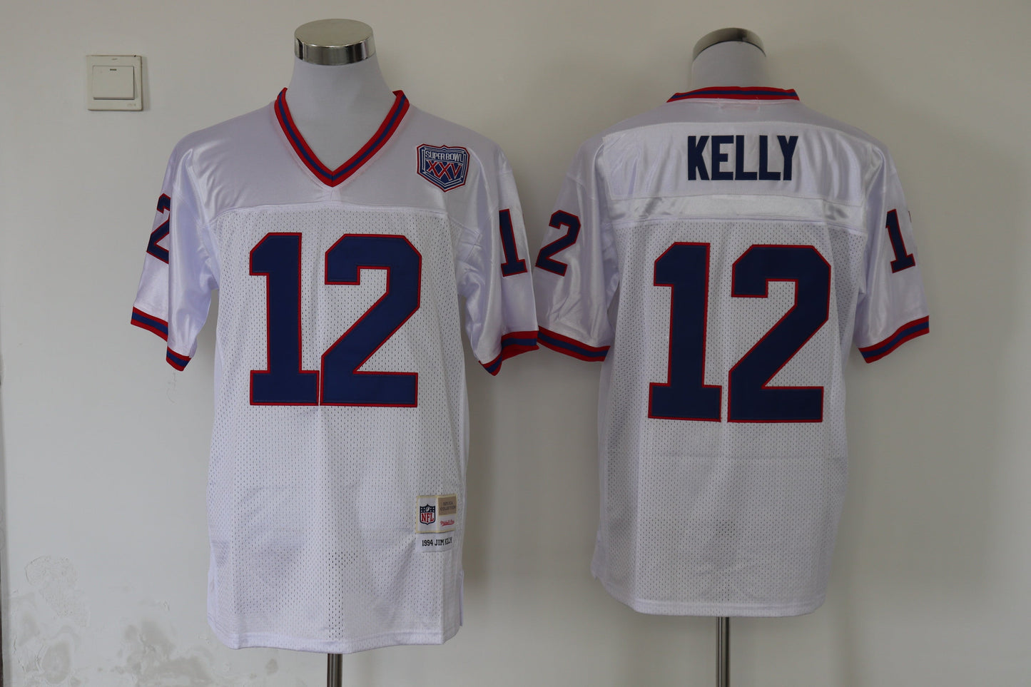 Men's Buffalo Bills Jim Kelly Mitchell & Ness White Legacy Replica Player Jerseys