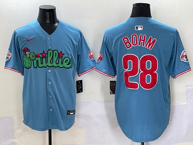 Men's Philadelphia Phillies Alec Bohm #28 Blue Player Jerseys
