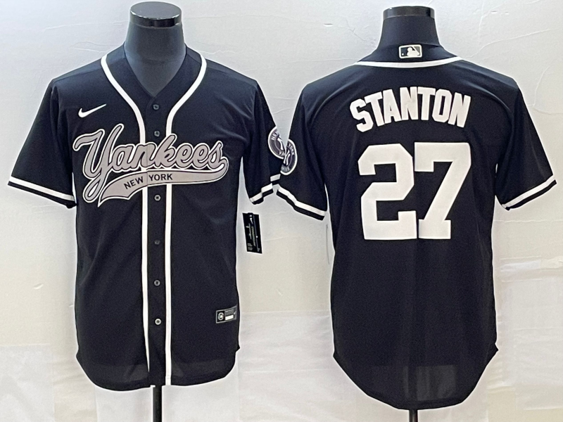 Men's New York Yankees Giancarlo Stanton #27 Black Player Jerseys Joint Edition