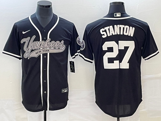 Men's New York Yankees Giancarlo Stanton #27 Black Player Jerseys Joint Edition