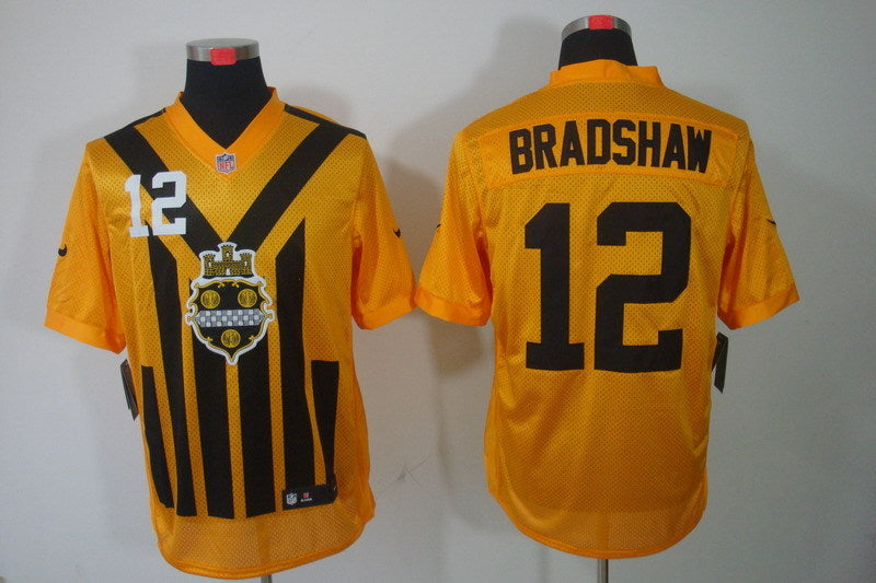 Men's Pittsburgh Steelers Terry Bradshaw #12 Gold Game Jerseys