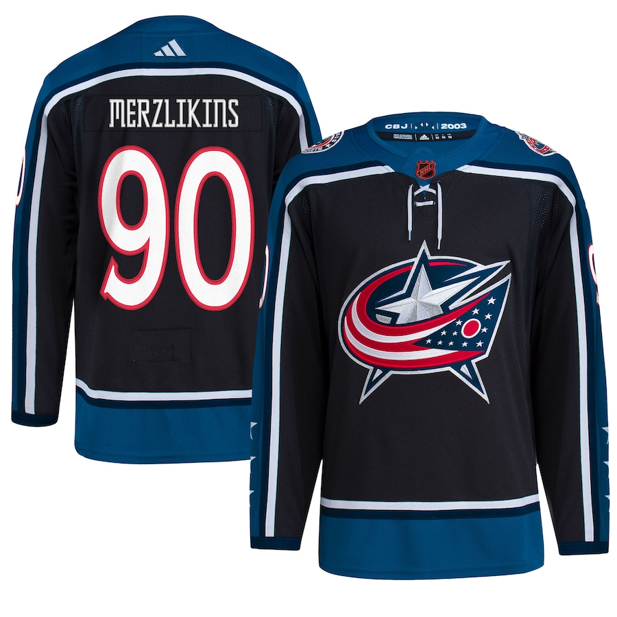 Men's Columbus Blue Jackets Elvis Merzlikins #90 Black Reverse Retro 2.0 Authentic Player Jerseys