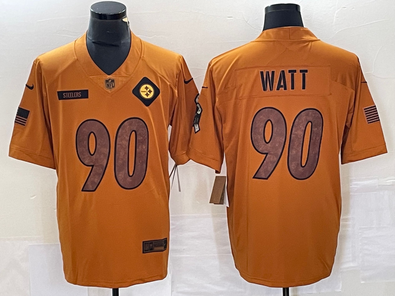 Men's Pittsburgh Steelers T.J. Watt #90 Brown 2023 Salute To Service Limited Jerseys