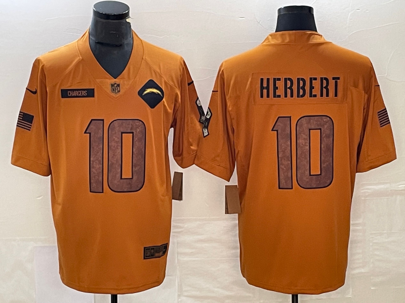 Men's Los Angeles Chargers Justin Herbert #10 Brown 2023 Salute To Service Limited Jerseys