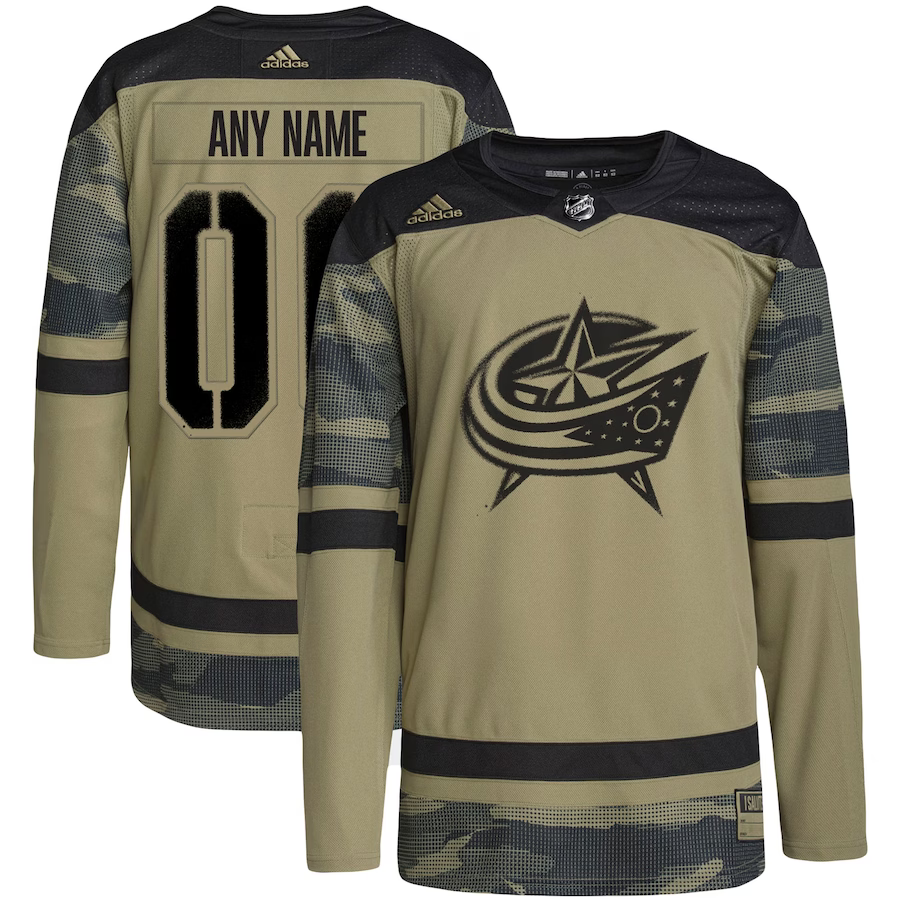Men's Columbus Blue Jackets Camo Military Appreciation Team Authentic Custom Practice Jerseys