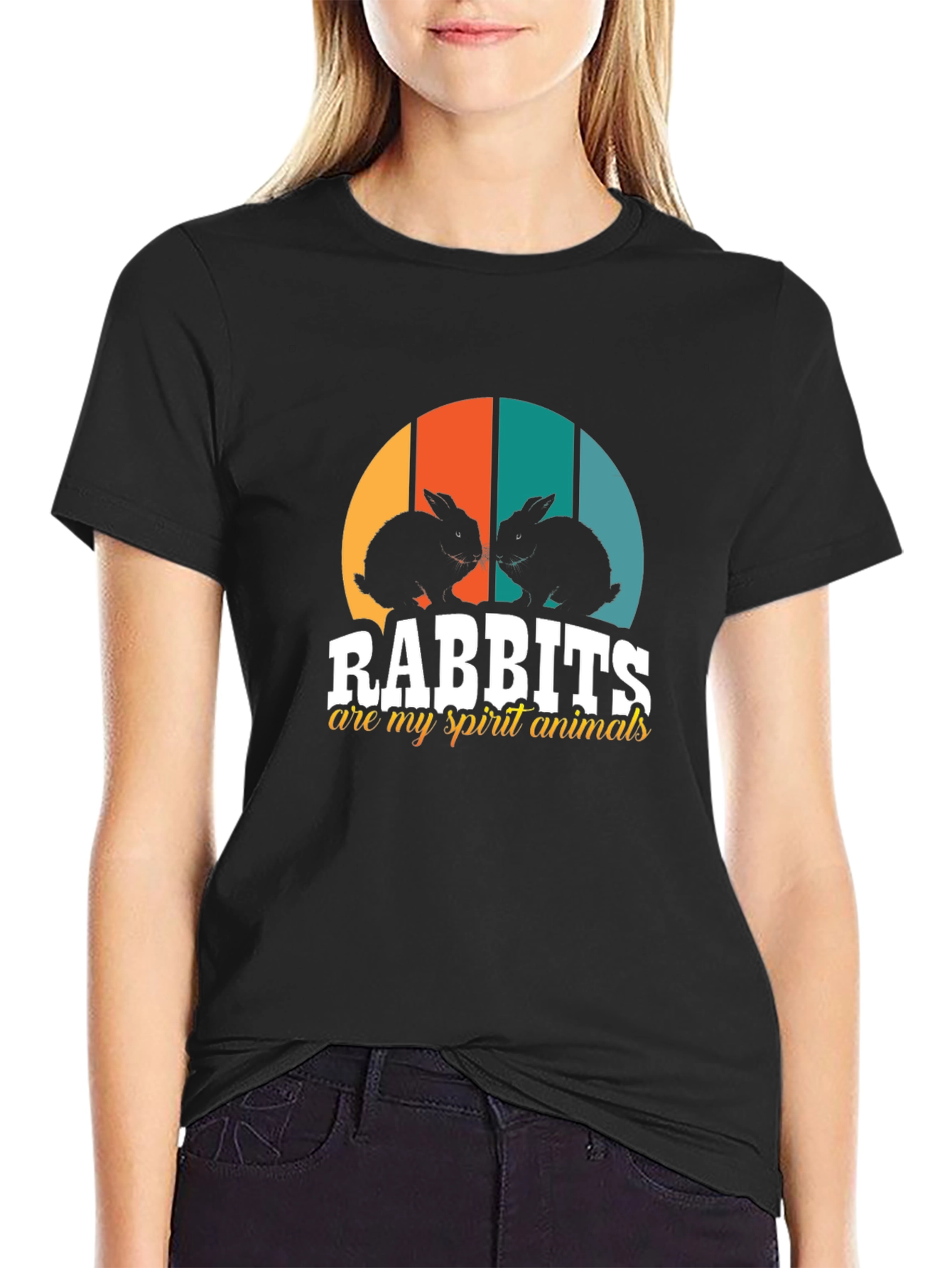 Rabbits Spirit Animal Black Tee
