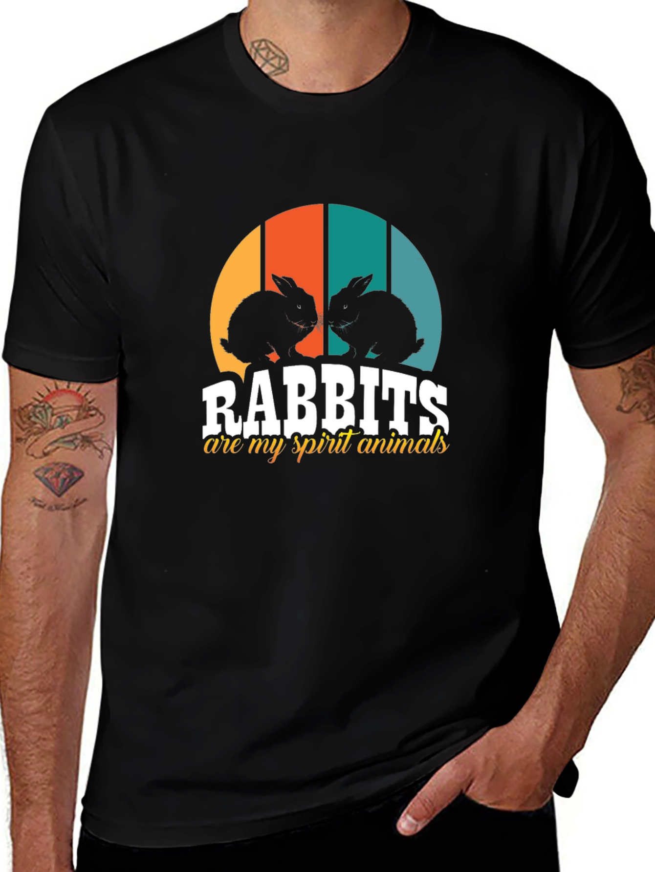 Rabbits Spirit Animal Black Tee