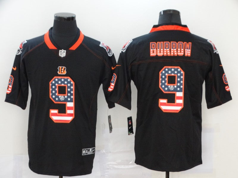 Men's Cincinnati Bengals #9 Joe Burrow Black Player Game Jerseys