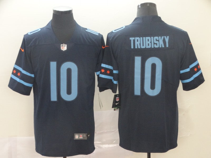 Men's Chicago Bears Mitch Trubisky #10 Navy Game Jerseys City Edition