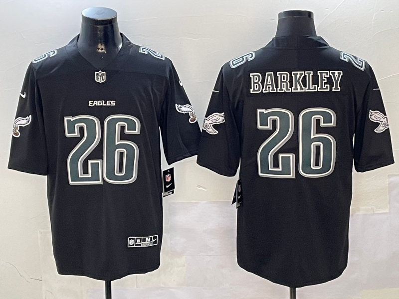 Men's Philadelphia Eagles Saquon Barkley #26 Carbon Black Fashion Game Jerseys