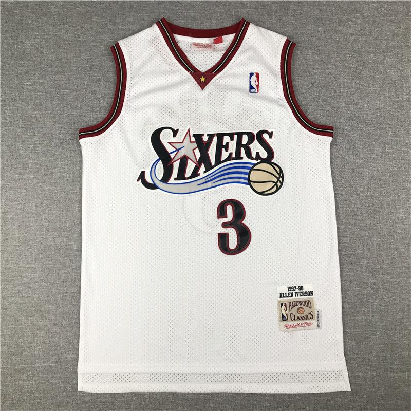 Men's Philadelphia 76ers Allen Iverson #3 White Swingman Jerseys