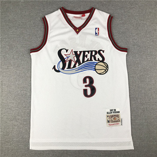 Men's Philadelphia 76ers Allen Iverson #3 White Swingman Jerseys