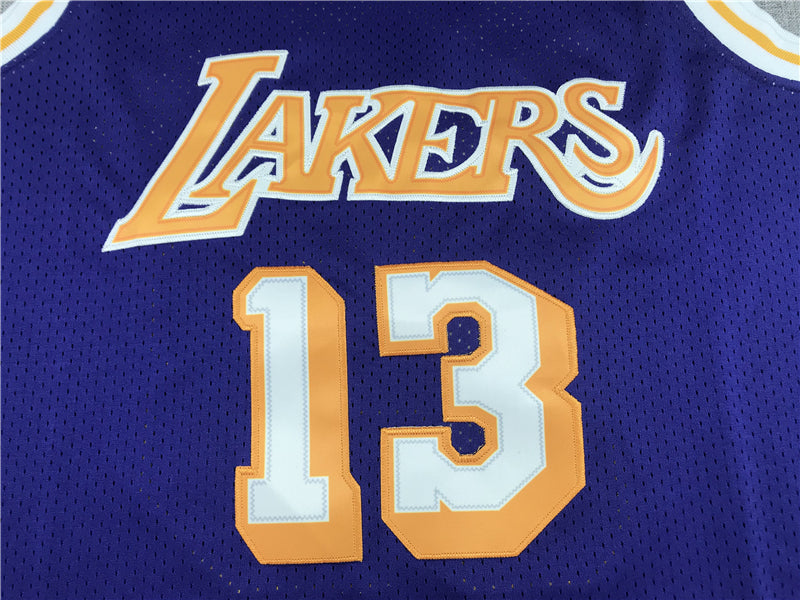 Men's Los Angeles Lakers Wilt Chamberlain #13 NBA Swingman Jerseys - Retro Purple
